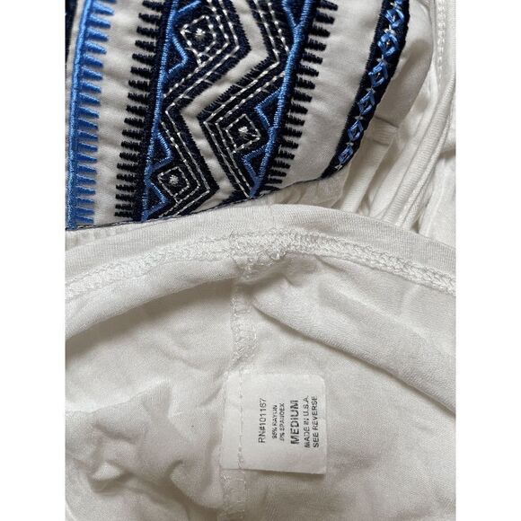 Kim & Cami Womens Embroidered Casual Sleeveless Peasant Blouse White Sz M - Picture 6 of 6